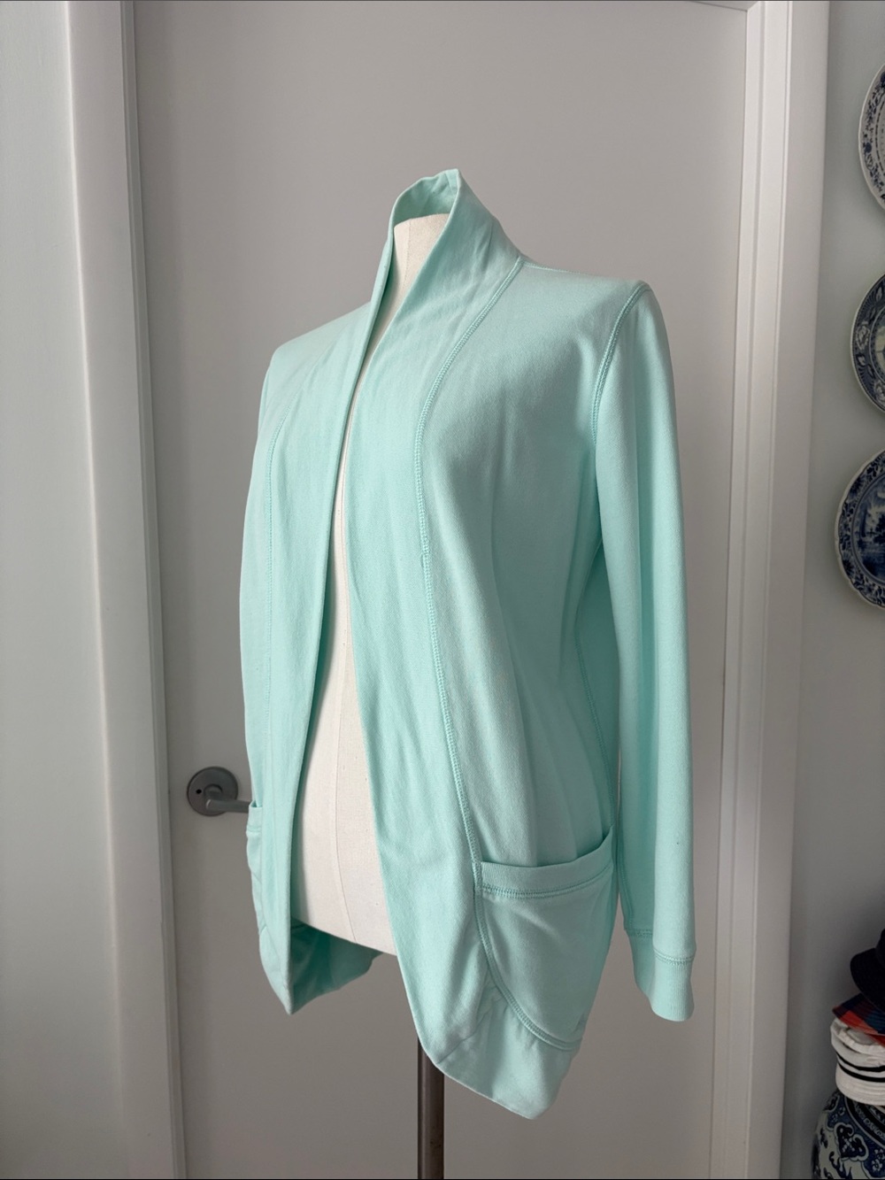Tommy Bahama Seafoam Mint Open-Front Shawl Collar Jacket